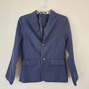 Janie and Jack Youth Boy 14 Intergalactic Linen Blend Blazer Navy Blue Classic
